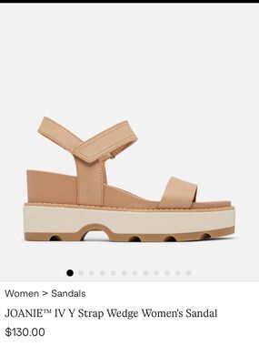 Sorel Joanie IV V-Strap Wedge Sandal - Tan & Cream